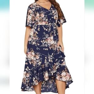 Navy Floral Midi Dress